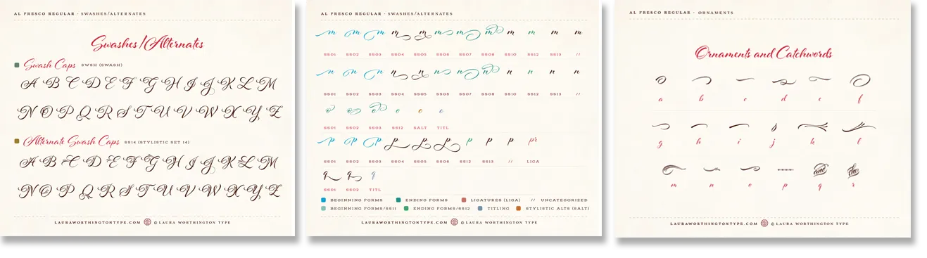 User guide swashes, alternates, ligatures, ornaments