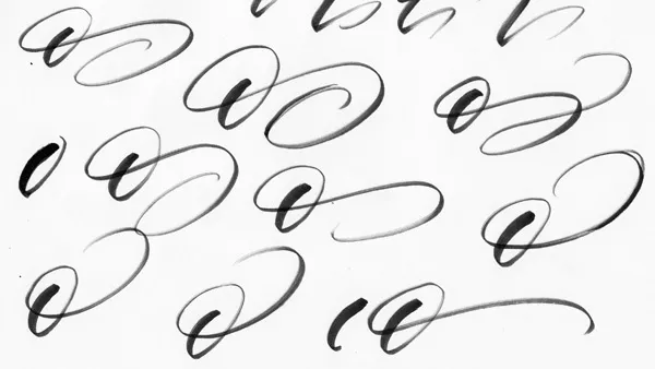 exploration of different types of swashes that can be made on the lowercase /o/